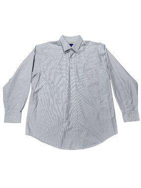 UDE Signature Collection Button Up Shirt Mens XL White Grid Long Sleeve Collared
